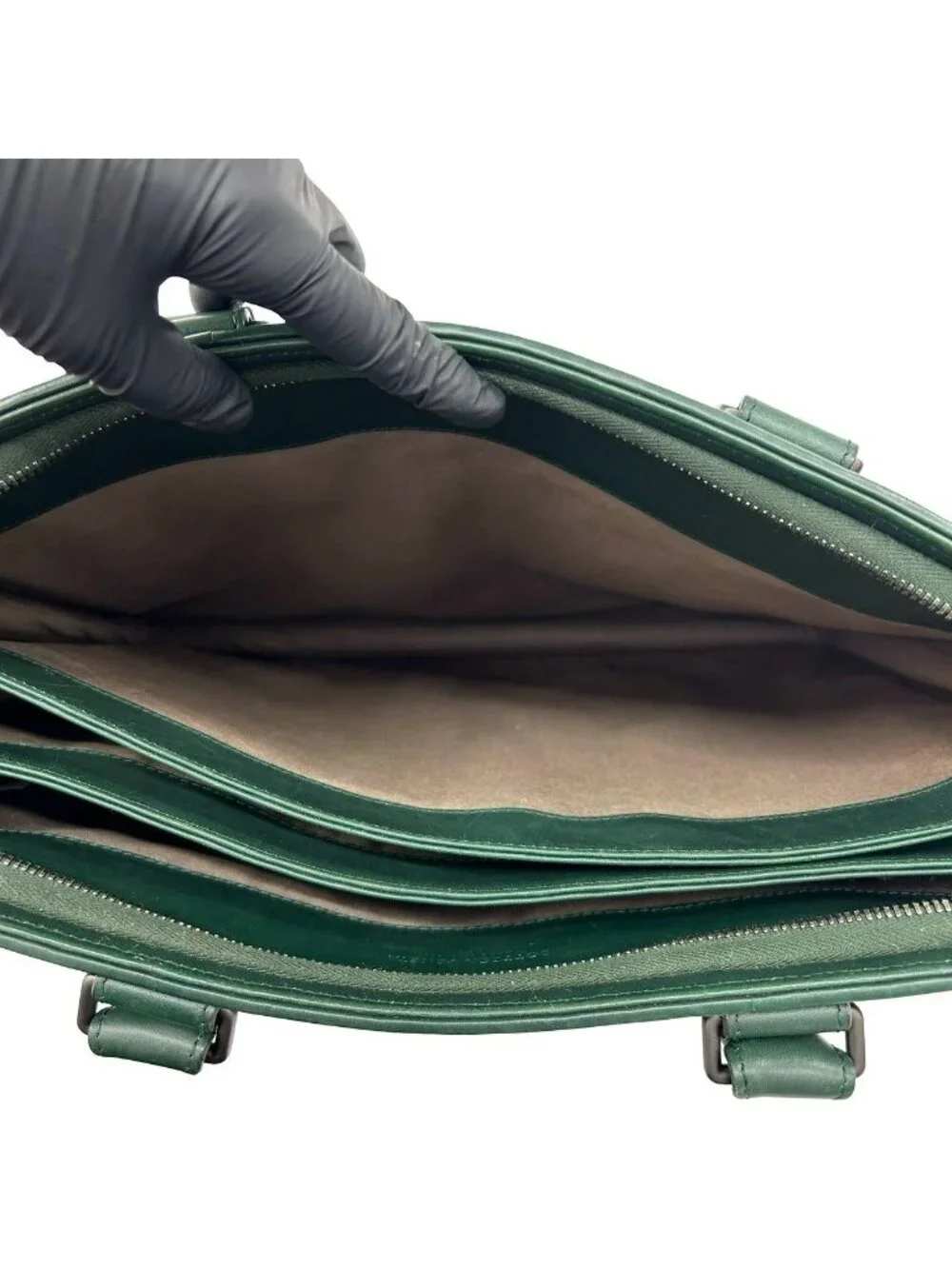 Bottega Veneta Vintage Intrecciato Leather Business Bag Green